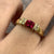 Ruby Lab Created & Natural Diamond Ring 18ct Yellow Gold - Size K