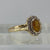 Amber & CZ Halo Cluster Ring 9ct 9k Yellow Gold - Size P 1/2