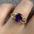 Amethyst Split Shank Solitaire Ring 9ct 9k Yellow Gold - Size N