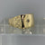 Diamond Square Hatched Shoulder Square Signet Ring 9ct 9k Yellow Gold - Size T