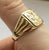 Bark Detail Signet Ring 9ct 9k Yellow Gold - Size U