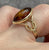 Amber Marquise Cabochon Knot Shank Ring 9ct 9k Yellow Gold - Size J