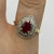 Ruby & Diamond Pear Tiered Halo Cluster Ring 9ct 9k Yellow Gold - Size P 1/2