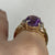 Amethyst Oval Cut Ornate Diamond Accents Ring 9ct 9k Yellow Gold  - Size N