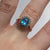 Blue Topaz & Diamond Halo Cluster Ring 9ct 9k Yellow Gold  - Size P 1/2