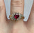 Ruby Heart Cut Twist Ring Diamond Accents 10ct 10k Yellow Gold - Size O 1/2