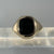 Onyx Square Signet Ring 9ct 9k Yellow Gold  - Size T 1/2