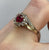 Ruby Heart Cut Twist Ring Diamond Accents 10ct 10k Yellow Gold - Size O 1/2