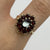 Garnet Floral Ornate Cluster Ring 9ct 9k Yellow Gold - Size R