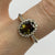 Green Tourmaline & White Zircon Halo Accent Ring 9ct 9k Yellow Gold - Size N 1/2