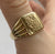 Bark Detail Signet Ring 9ct 9k Yellow Gold - Size U