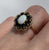 Opal & Sapphire Ornate Floral Cluster Ring 9ct 9k Yellow Gold  - Size J 1/2