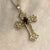 Garnet Filigree Cross Crucifix Pendant 9ct 9k Yellow Gold