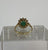 Emerald & CZ Halo Cluster Ring 9ct 9k Yellow Gold - Size L