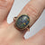 Synthetic Black Opal Frilled Edge Ring 9ct 9k Yellow Gold  - Size O