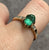 Emerald & Diamond Accent Ring 9ct 9k Yellow Gold - Size N