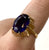 Retro Amethyst Brutalist Style Cocktail Ring 9ct 9k Yellow Gold - Size N