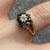 Sapphire & Diamond Daisy Flower Cluster Split Ring 9ct 9k Yellow Gold - Size M