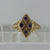 Purple CZ Ornate Four Stone Ring 9ct 9k Yellow Gold  - Size Q