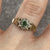 Emerald & Diamond Daisy Flower Embossed Ring 9ct 9k Yellow Gold - Size L 1/2