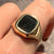 Onyx Square Signet Ring 9ct 9k Yellow Gold  - Size T 1/2