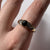 Black Star Diopside With Diamond Accents Ring Yellow Gold 9ct 9k - Size N