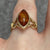 Amber Marquise Cabochon Knot Shank Ring 9ct 9k Yellow Gold - Size J