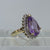 Pear Cut Amethyst With Diamond Halo Ring 9ct 9k Yellow Gold - Size K