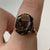 Smoky Quartz Retro Cocktail Ring 9ct 9k Yellow Gold - Size N