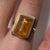 Bezel Set Amber (Imitation) Cocktail Ring 9ct 9k Yellow Gold - Size O