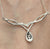 Sapphire & Diamond Twist Teardrop Pendant Chain Necklace 9ct 9k White Gold 16"