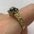 Sapphire & Diamond Retro Square Textured Ring 18ct 18k Yellow Gold  - Size O 1/2