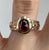 Garnet Solitaire Cabochon Bezel Set Two Tone Ring 9ct 9k Yellow Gold - Size N