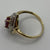 Ruby & Diamond Pear Tiered Halo Cluster Ring 9ct 9k Yellow Gold - Size P 1/2