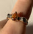 Pear Cut Citrine & White Zircon Ring 9ct 9k Yellow Gold - Size N