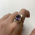 Retro Alexandrite Synthetic Bezel Set Cocktail Ring 9ct 9k Yellow Gold - Size O