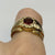 Garnet Ornate Gypsy Band Ring 9ct 9k Yellow Gold - Size S 1/2