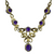 Amethyst & Pearl Filigree Chain Necklace 9ct 9k Yellow Gold - 16" Inch