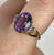 Amethyst Oval Cut Ornate Diamond Accents Ring 9ct 9k Yellow Gold  - Size N