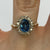 Blue Topaz & Diamond .20ct Halo Cluster Ring 9ct 9k Yellow Gold - Size K