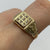 Diamond Illusion Set Square Textured Signet Ring 9ct 9k Yellow Gold - Size R 1/2