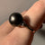 Tahitian Aubergine Pearl & Baguette Diamond Ring 10ct Yellow Gold - Size N 1/2