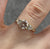 CZ Trilogy Round Heart Cut Ring 9ct 9k Yellow Gold - Size L