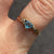 Blue Topaz & Diamond Heart Cut Twist Ring 9ct 9k Yellow Gold - Size M