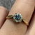 Blue Topaz & Diamond Illusion Cluster Ring 18ct 18k Yellow Gold - Size L