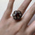 Garnet & White Topaz Ornate Cluster Flower Ring 9ct 9k Yellow Gold - Size L