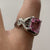 Pink Topaz Emerald-Cut Solitaire Ornate Ring 9ct White Gold - Size N 1/2