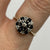 Sapphire & Diamond Tiered Daisy Flower Cluster Ring 9ct 9k Yellow Gold - Size O