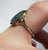 Synthetic Black Opal Frilled Edge Ring 9ct 9k Yellow Gold  - Size O