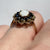 Opal & Sapphire Ornate Floral Cluster Ring 9ct 9k Yellow Gold  - Size J 1/2